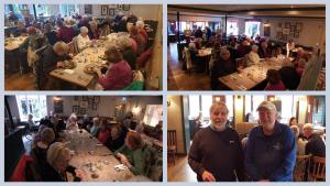 A collage of our Elderly Friends enjoying a morning out and eating lunch together